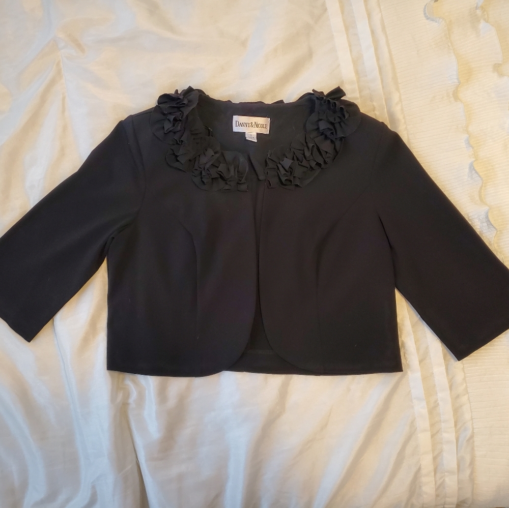Danny & Nicole Black Ruffled Neck Jacket